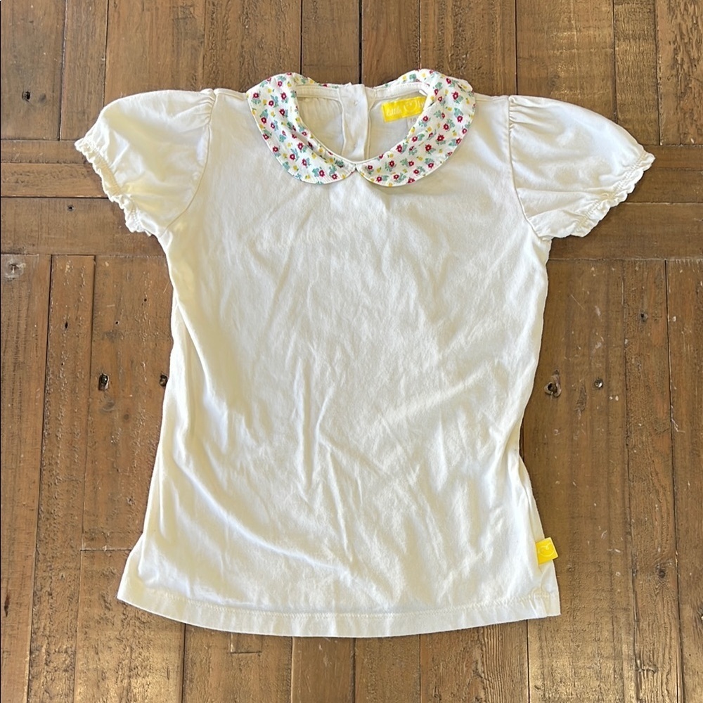 Little bird by jools Oliver floral Peter Pan collar cream short sleeve tee